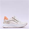Remonte Lace Wedge Trainer With Side Zip - Cream Combi